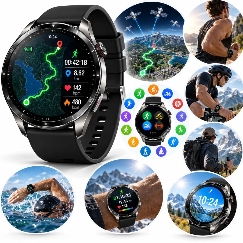 WatchEX™ in uso su un sentiero con GPS e dati di corsa